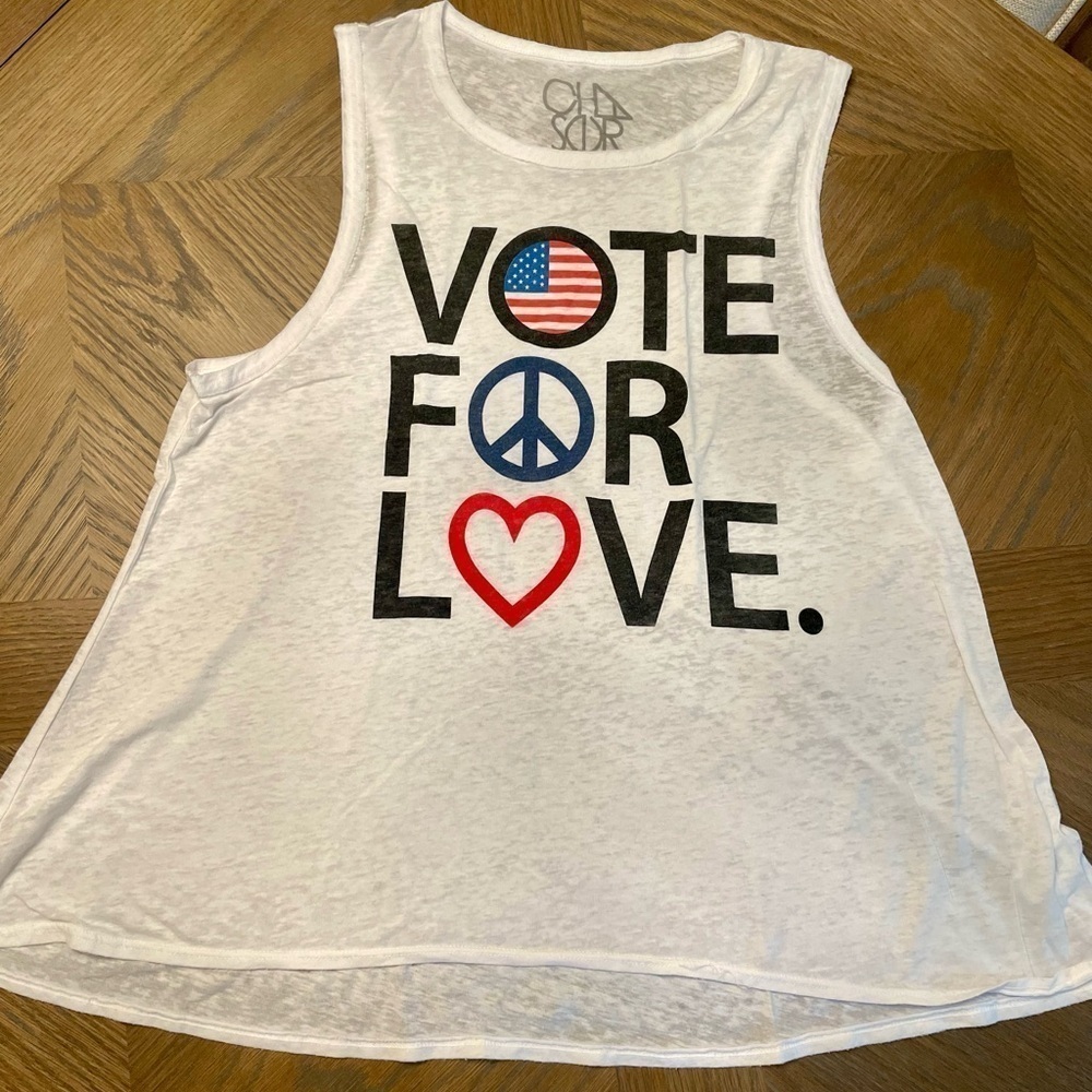 Chaser Vote For Love Graphic White Tank